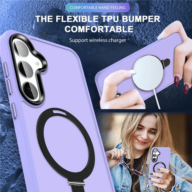 For Samsung Galaxy S24 Ultra PC Case Kickstand Protective Cover Compatible with MagSafe