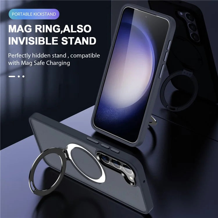 For Samsung Galaxy S24 Ultra PC Case Kickstand Protective Cover Compatible with MagSafe