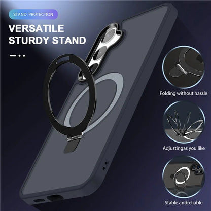 For Samsung Galaxy S24 Ultra PC Case Kickstand Protective Cover Compatible with MagSafe