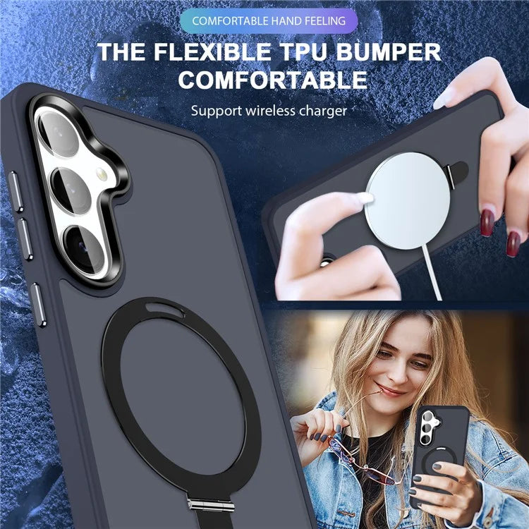For Samsung Galaxy S24 Ultra PC Case Kickstand Protective Cover Compatible with MagSafe