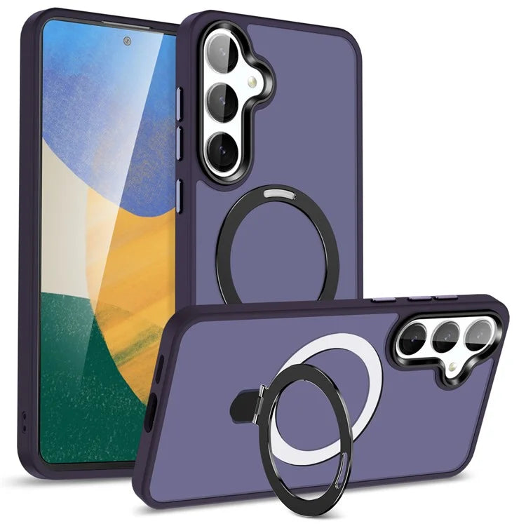 For Samsung Galaxy S24 Ultra PC Case Kickstand Protective Cover Compatible with MagSafe