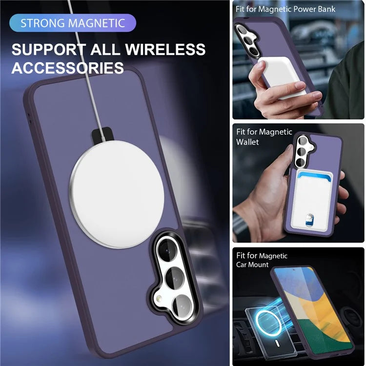 For Samsung Galaxy S24 Ultra PC Case Kickstand Protective Cover Compatible with MagSafe