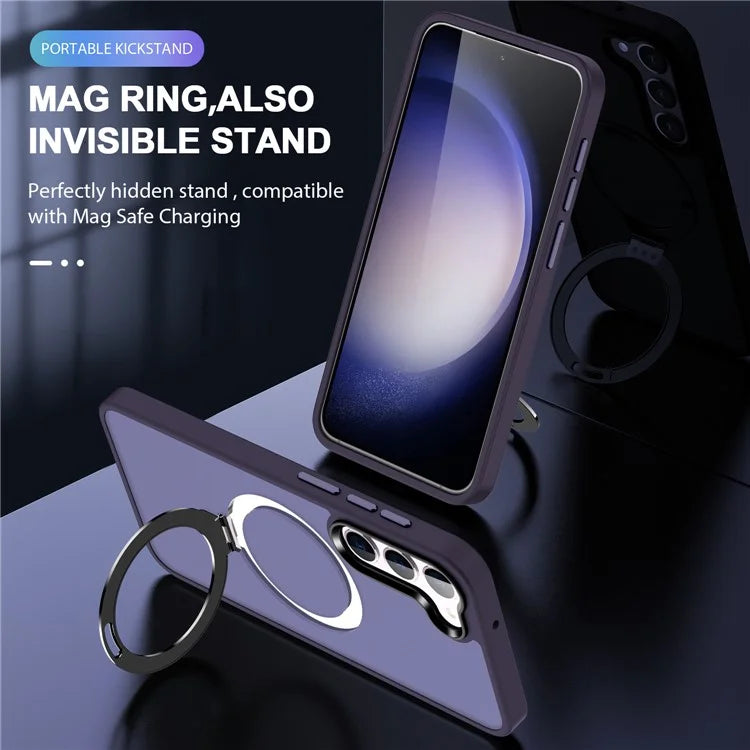 For Samsung Galaxy S24 Ultra PC Case Kickstand Protective Cover Compatible with MagSafe