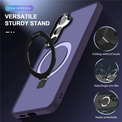 For Samsung Galaxy S24 Ultra PC Case Kickstand Protective Cover Compatible with MagSafe