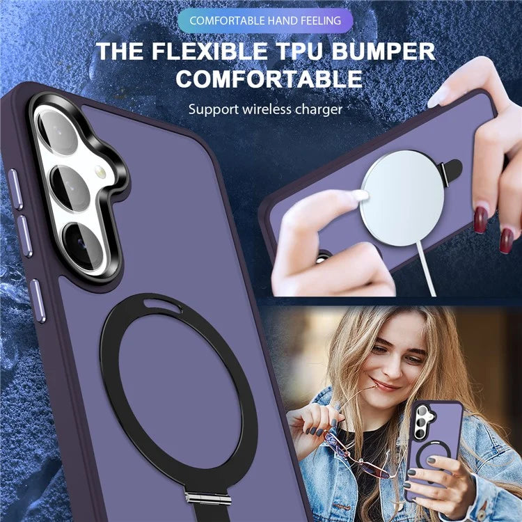 For Samsung Galaxy S24 Ultra PC Case Kickstand Protective Cover Compatible with MagSafe