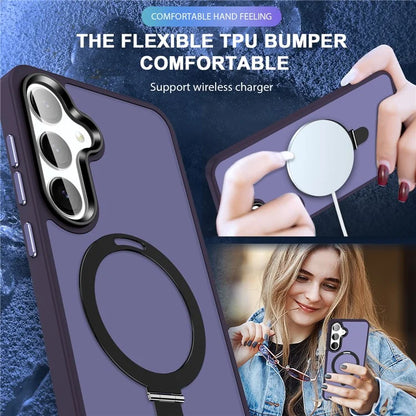 For Samsung Galaxy S24 Ultra PC Case Kickstand Protective Cover Compatible with MagSafe