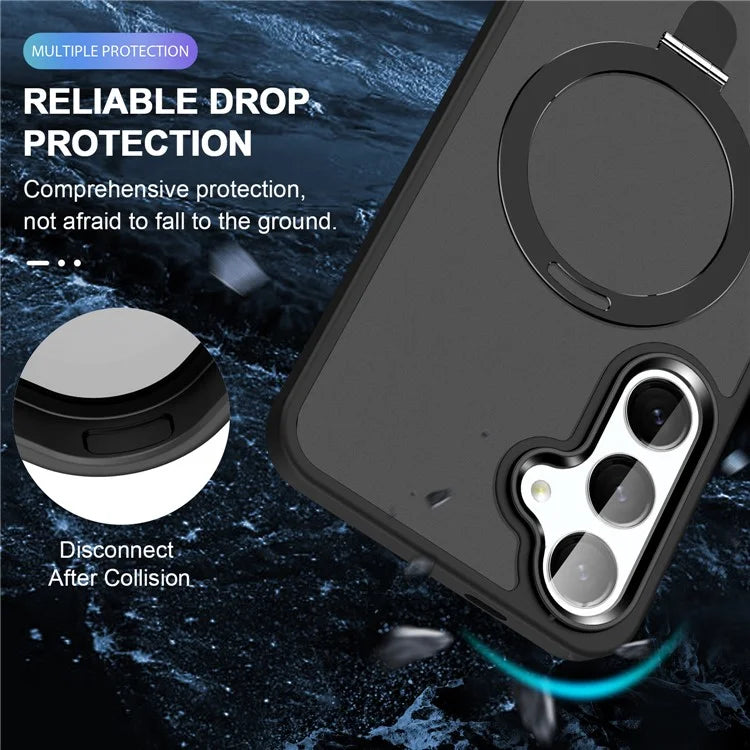 For Samsung Galaxy S24 Case PC+TPU Magnetic Ring Kickstand Phone Protective Cover