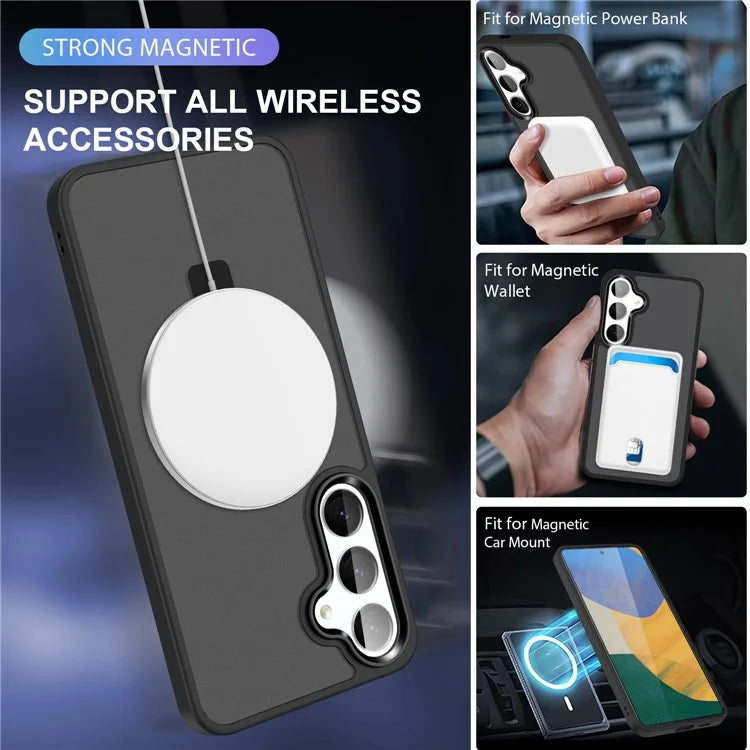 For Samsung Galaxy S24 Case PC+TPU Magnetic Ring Kickstand Phone Protective Cover