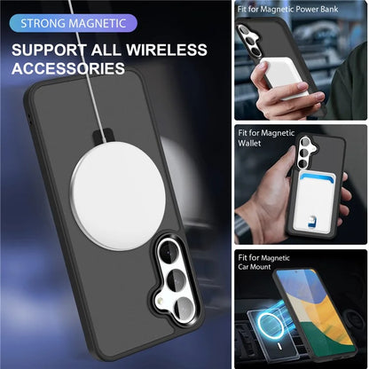 For Samsung Galaxy S24 Case PC+TPU Magnetic Ring Kickstand Phone Protective Cover