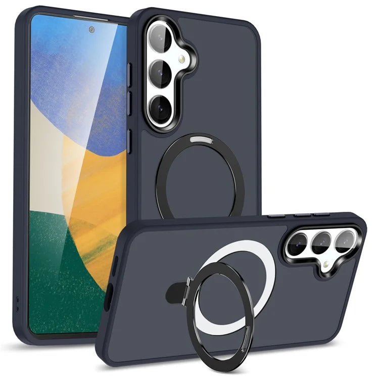 For Samsung Galaxy S24 Case PC+TPU Magnetic Ring Kickstand Phone Protective Cover