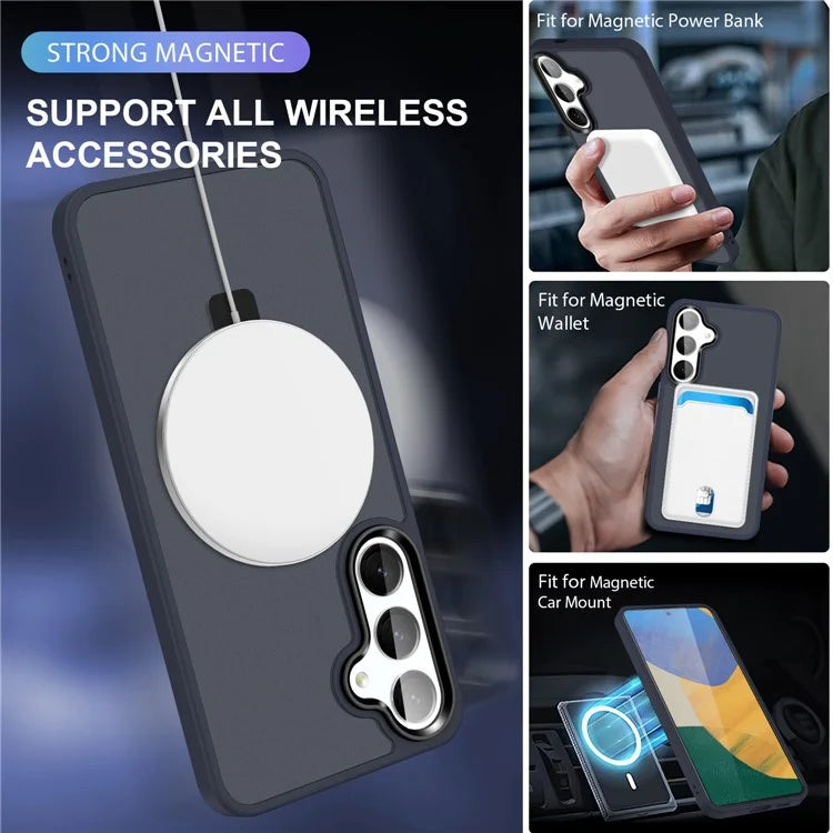 For Samsung Galaxy S24 Case PC+TPU Magnetic Ring Kickstand Phone Protective Cover