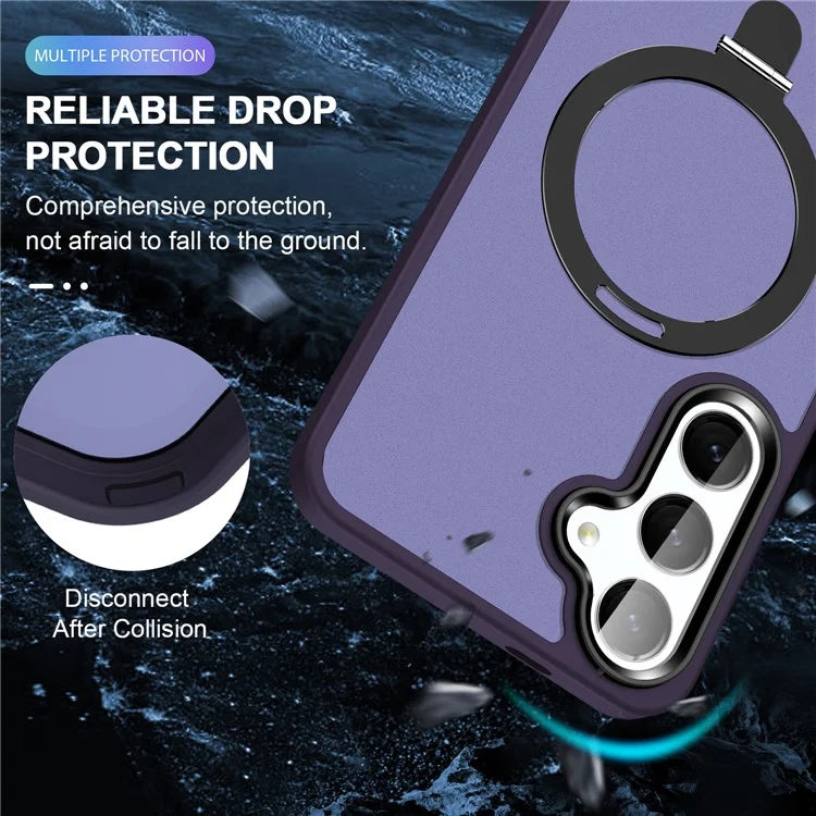 For Samsung Galaxy S24 Case PC+TPU Magnetic Ring Kickstand Phone Protective Cover
