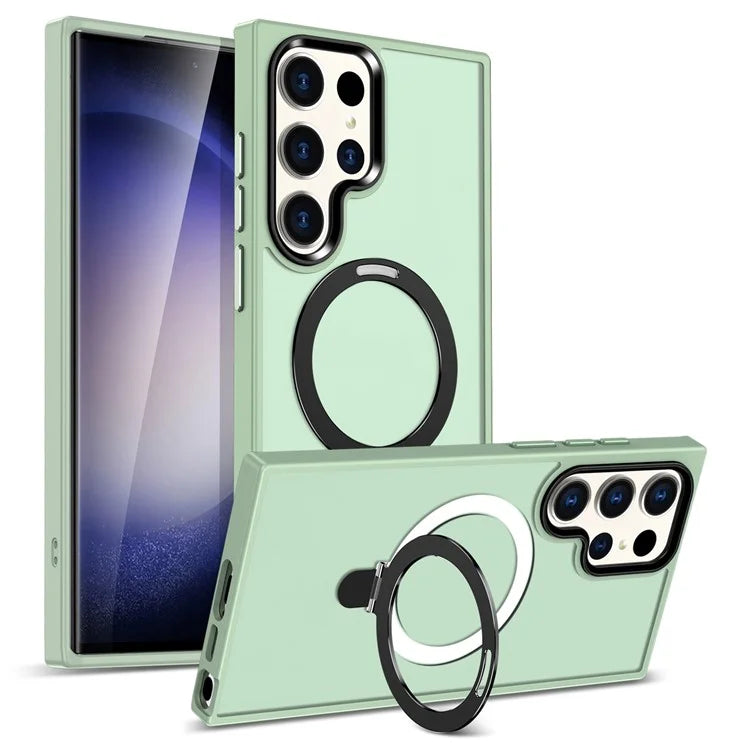 For Samsung Galaxy S23 Cover Magnetic PC Phone Shell Kickstand Protective Cover