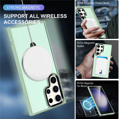 For Samsung Galaxy S23 Cover Magnetic PC Phone Shell Kickstand Protective Cover