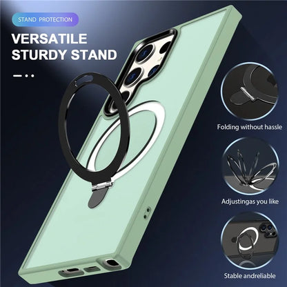 For Samsung Galaxy S23 Cover Magnetic PC Phone Shell Kickstand Protective Cover