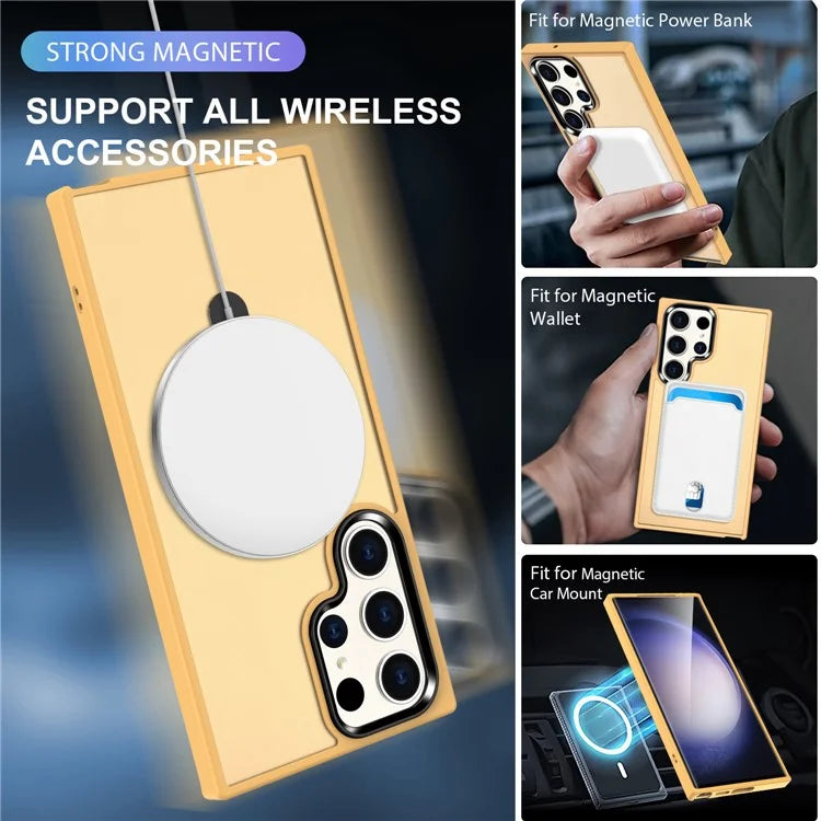 For Samsung Galaxy S23 Cover Magnetic PC Phone Shell Kickstand Protective Cover