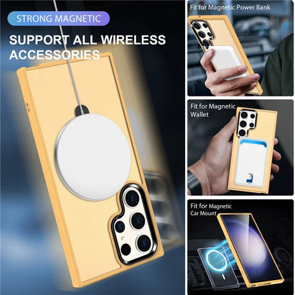 For Samsung Galaxy S23 Cover Magnetic PC Phone Shell Kickstand Protective Cover