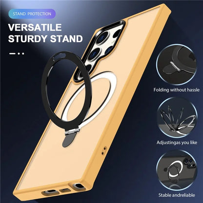 For Samsung Galaxy S23 Cover Magnetic PC Phone Shell Kickstand Protective Cover