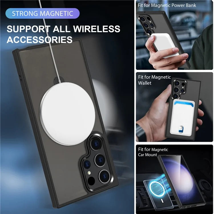 For Samsung Galaxy S23 Cover Magnetic PC Phone Shell Kickstand Protective Cover