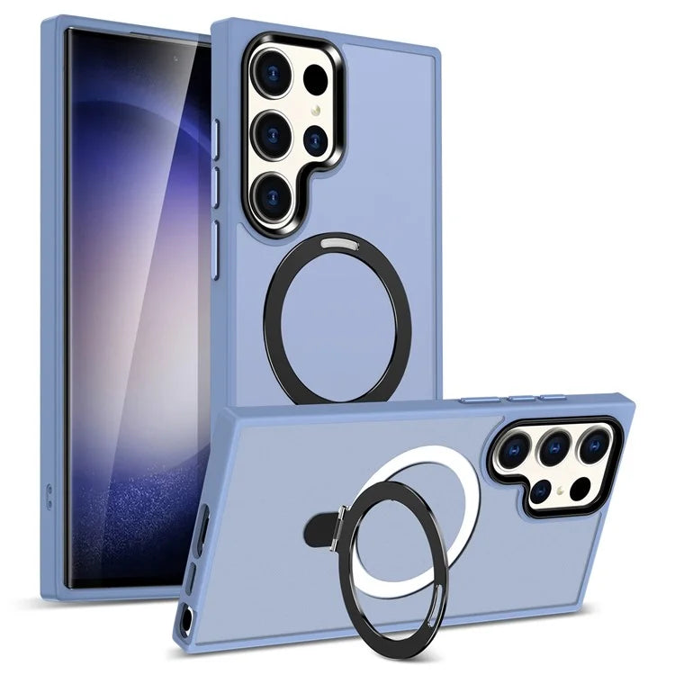 For Samsung Galaxy S23 Cover Magnetic PC Phone Shell Kickstand Protective Cover