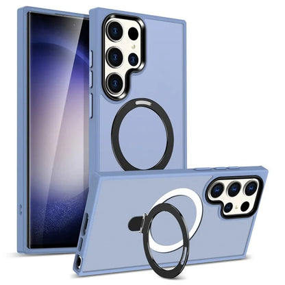 For Samsung Galaxy S23 Cover Magnetic PC Phone Shell Kickstand Protective Cover