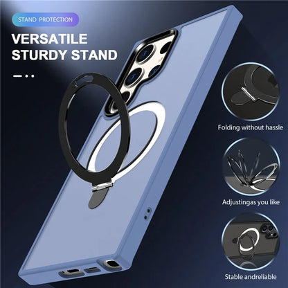 For Samsung Galaxy S23 Cover Magnetic PC Phone Shell Kickstand Protective Cover