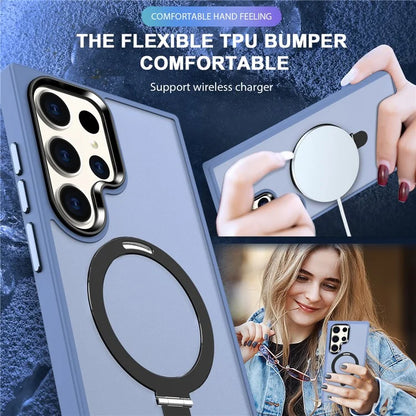 For Samsung Galaxy S23 Cover Magnetic PC Phone Shell Kickstand Protective Cover