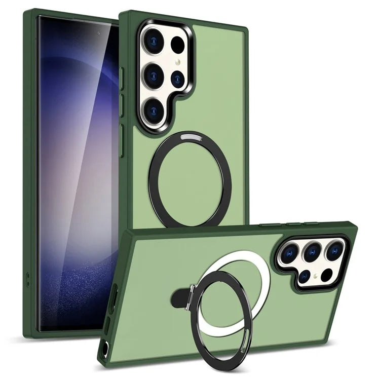 For Samsung Galaxy S23 Cover Magnetic PC Phone Shell Kickstand Protective Cover
