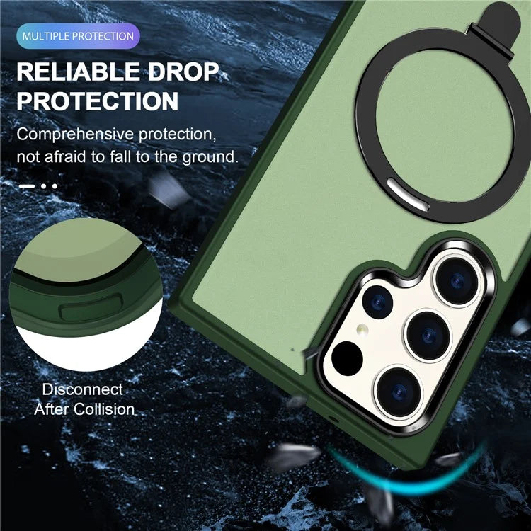 For Samsung Galaxy S23 Cover Magnetic PC Phone Shell Kickstand Protective Cover