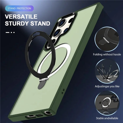 For Samsung Galaxy S23 Cover Magnetic PC Phone Shell Kickstand Protective Cover