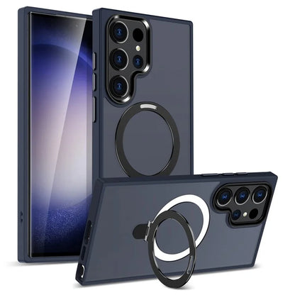 For Samsung Galaxy S23 Cover Magnetic PC Phone Shell Kickstand Protective Cover