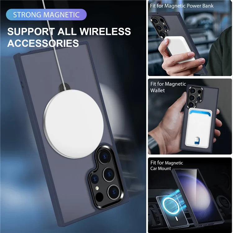 For Samsung Galaxy S23 Cover Magnetic PC Phone Shell Kickstand Protective Cover
