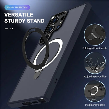 For Samsung Galaxy S23 Cover Magnetic PC Phone Shell Kickstand Protective Cover