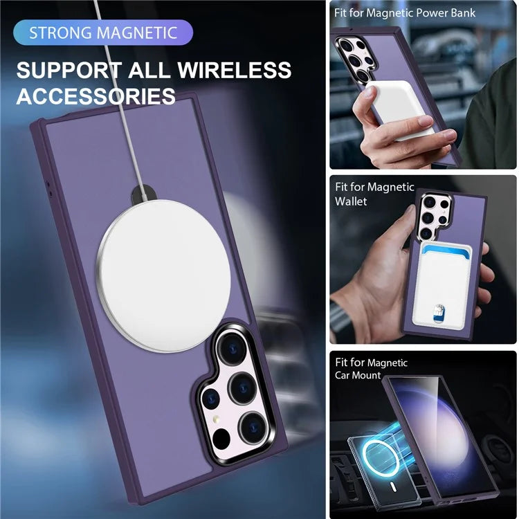For Samsung Galaxy S23 Cover Magnetic PC Phone Shell Kickstand Protective Cover