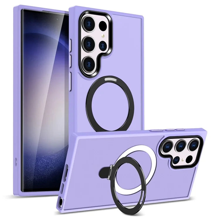 For Samsung Galaxy S23 Cover Magnetic PC Phone Shell Kickstand Protective Cover