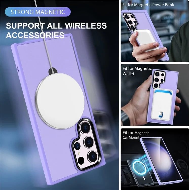 For Samsung Galaxy S23 Cover Magnetic PC Phone Shell Kickstand Protective Cover