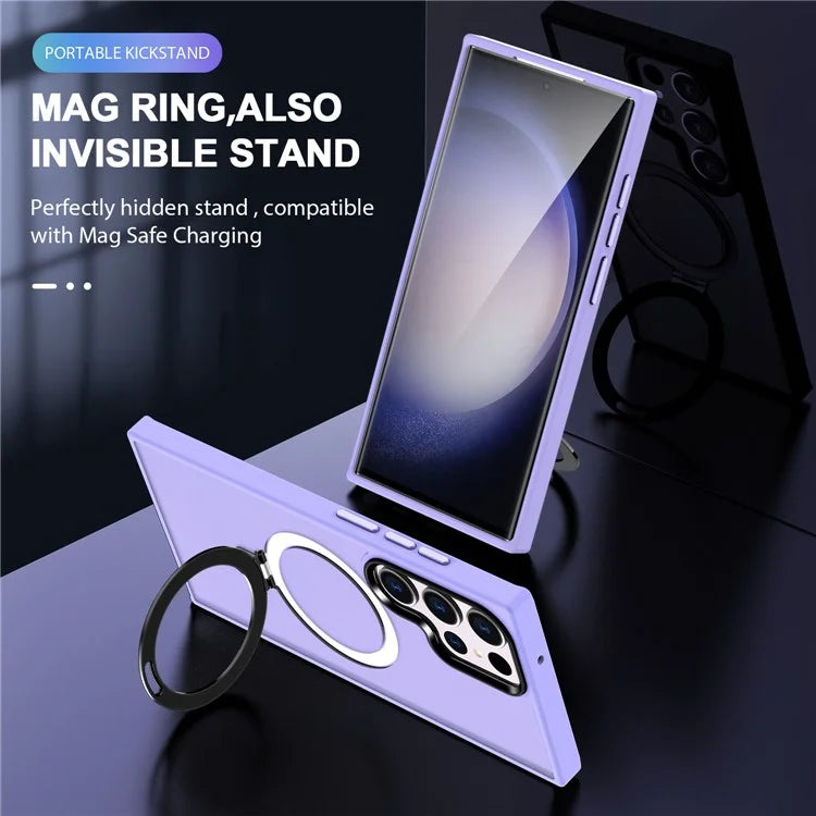 For Samsung Galaxy S23 Cover Magnetic PC Phone Shell Kickstand Protective Cover
