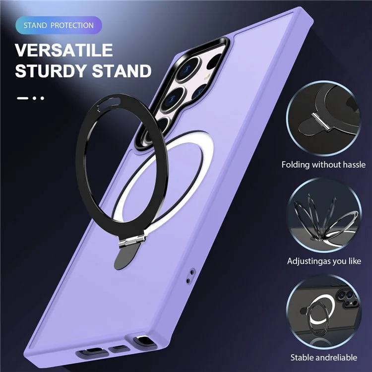 For Samsung Galaxy S23 Cover Magnetic PC Phone Shell Kickstand Protective Cover