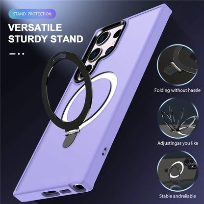 For Samsung Galaxy S23 Cover Magnetic PC Phone Shell Kickstand Protective Cover