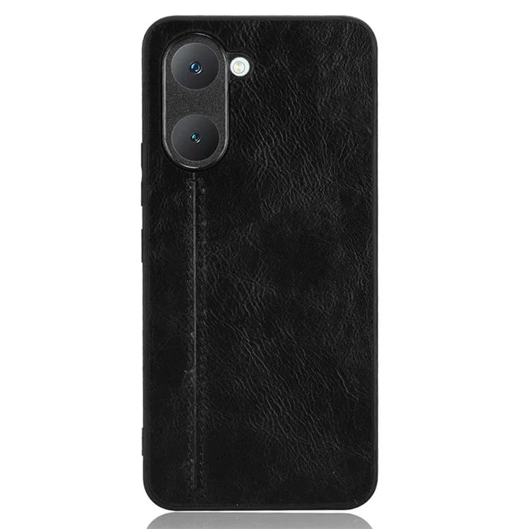 For vivo Y03 Case Stitching Line Design Leather+PC+TPU Phone Cover
