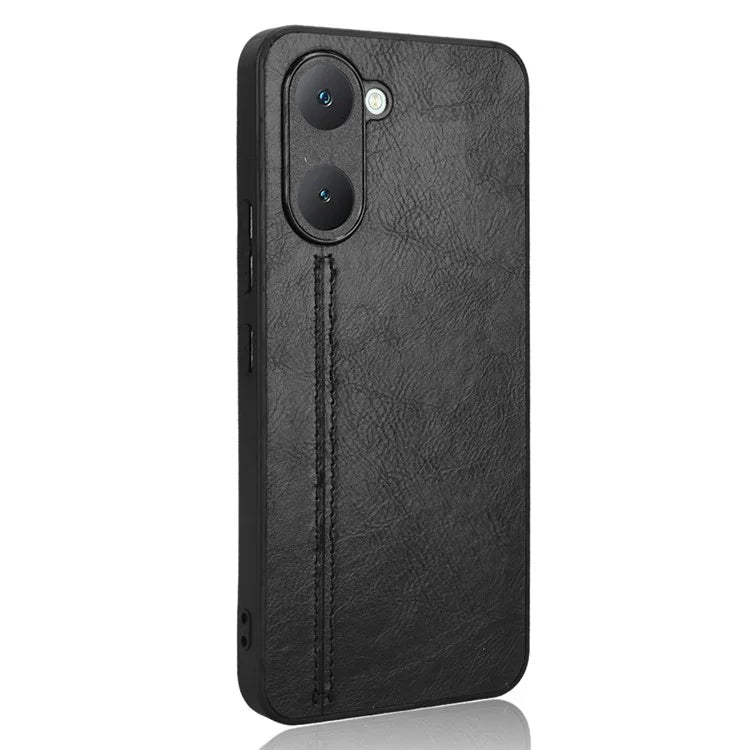 For vivo Y03 Case Stitching Line Design Leather+PC+TPU Phone Cover