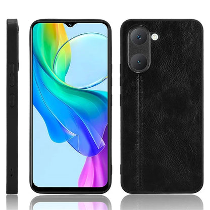 For vivo Y03 Case Stitching Line Design Leather+PC+TPU Phone Cover