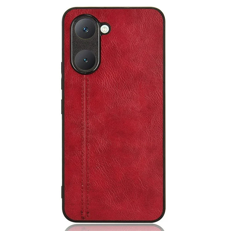 For vivo Y03 Case Stitching Line Design Leather+PC+TPU Phone Cover