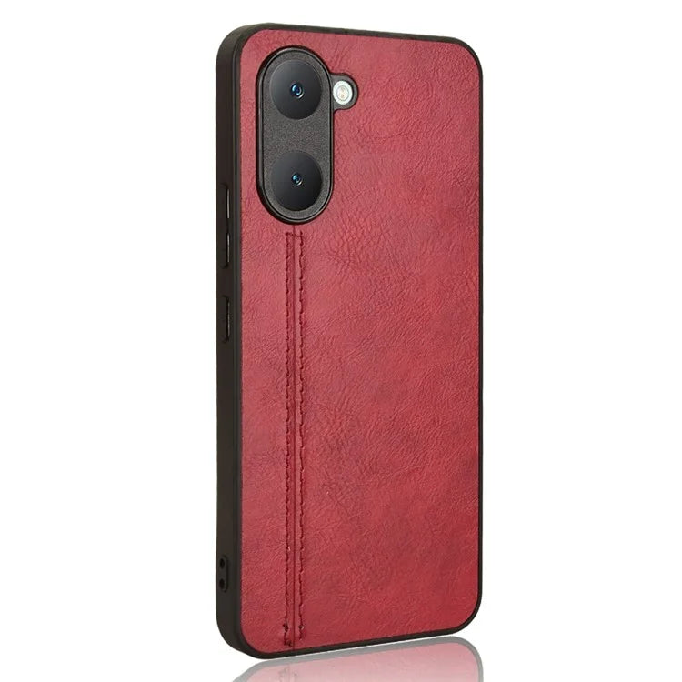 For vivo Y03 Case Stitching Line Design Leather+PC+TPU Phone Cover