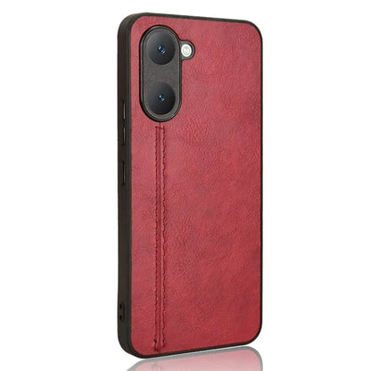 For vivo Y03 Case Stitching Line Design Leather+PC+TPU Phone Cover