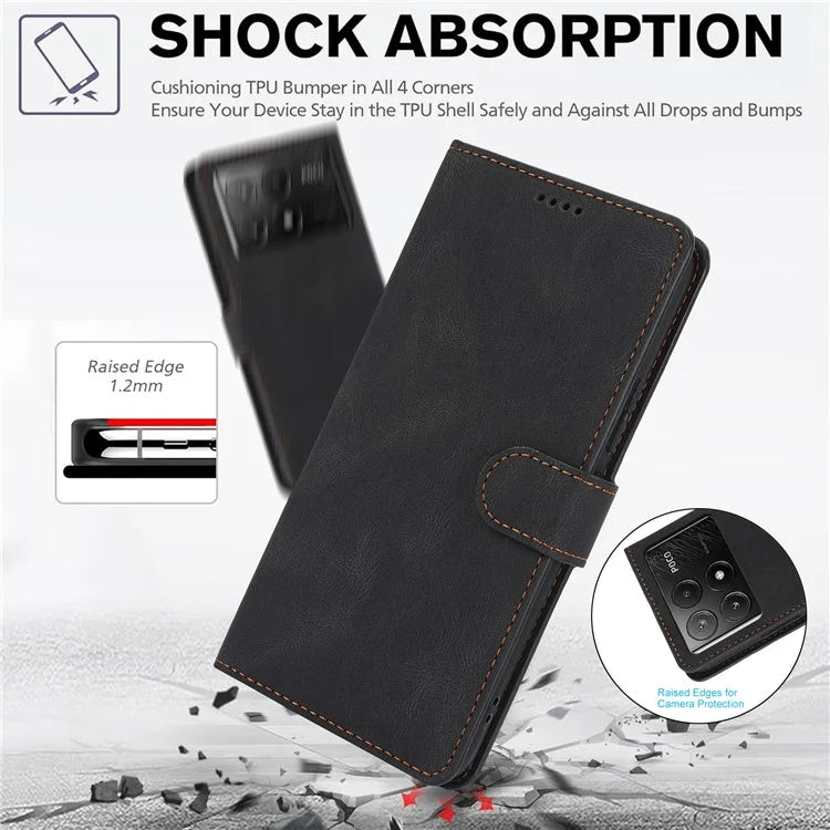 For Xiaomi Poco X6 Pro 5G / Redmi K70E 5G Cell Phone Cases Leather Wallet Cover with Magnetic Clasp