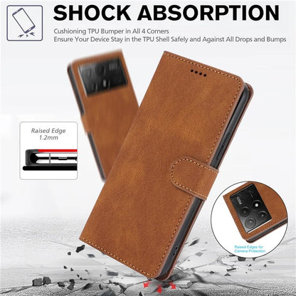 For Xiaomi Poco X6 Pro 5G / Redmi K70E 5G Cell Phone Cases Leather Wallet Cover with Magnetic Clasp