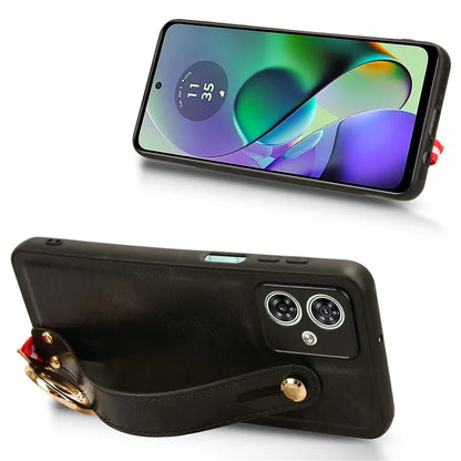 For Motorola Moto G54 5G Phone Case Wristband Kickstand Drop-proof Cover with Bottle Opener Ring