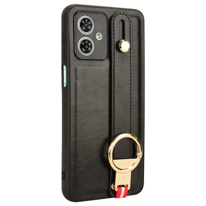 For Motorola Moto G54 5G Phone Case Wristband Kickstand Drop-proof Cover with Bottle Opener Ring