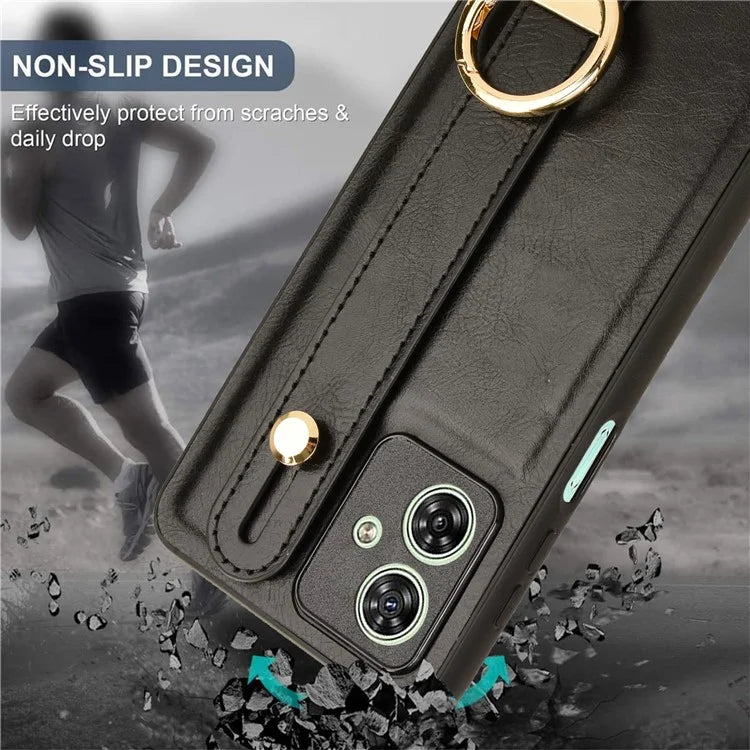 For Motorola Moto G54 5G Phone Case Wristband Kickstand Drop-proof Cover with Bottle Opener Ring